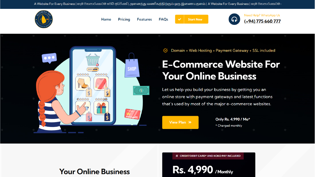 home page of business360.lk